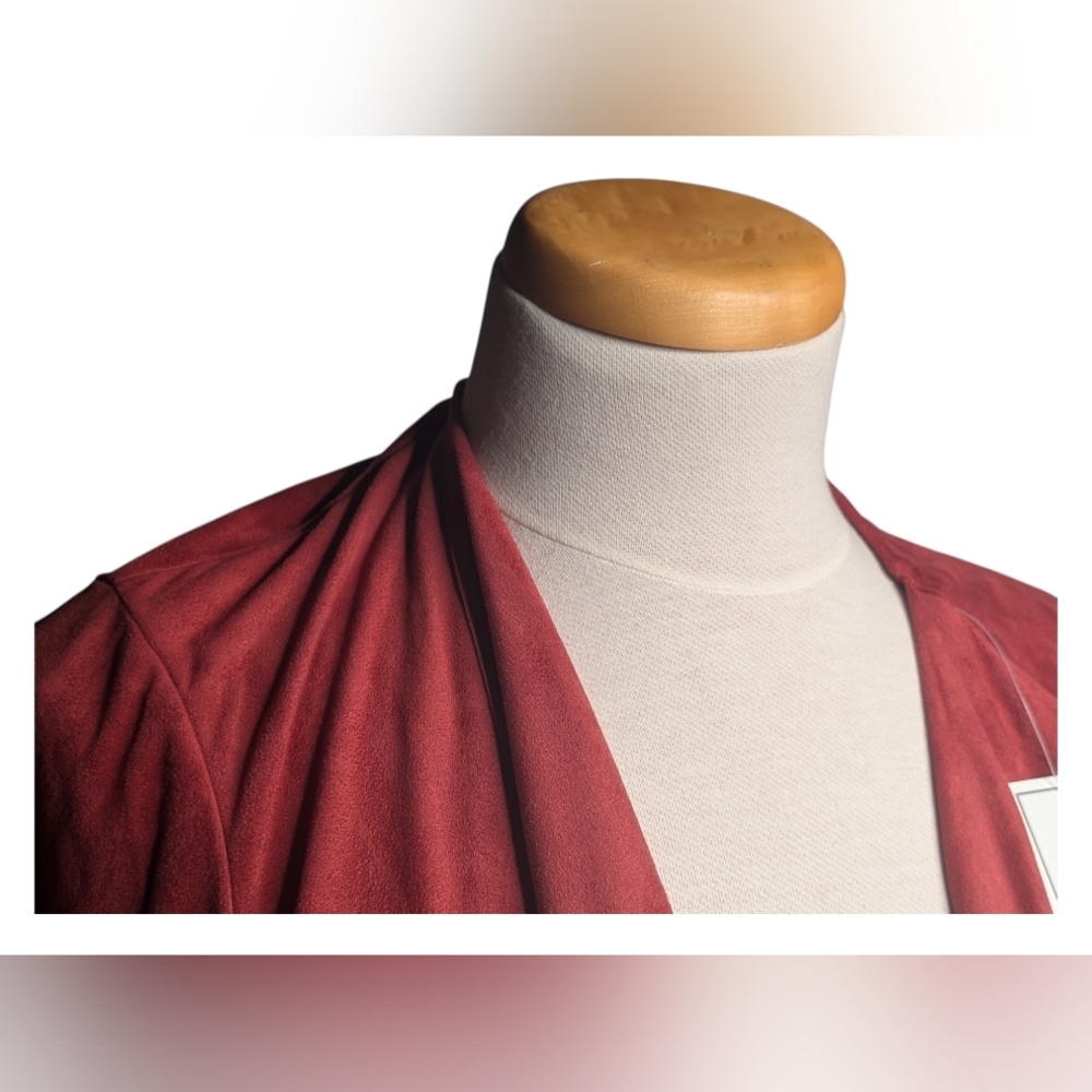 Alfred Dunner Women’s 18W Red Open-Front Drape Cardigan - Picture 8 of 12